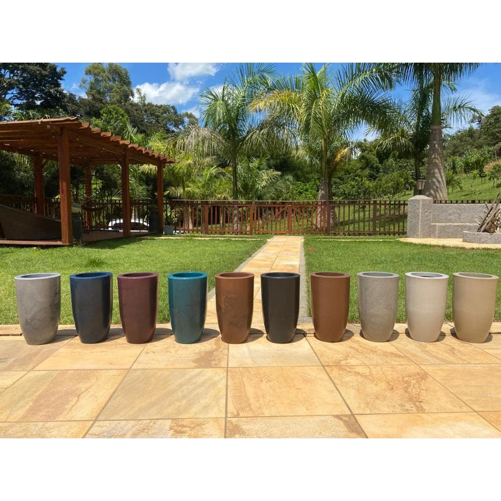 Vaso Para Plantas Coluna Ibiza Slim liso Marmorizado 50 cm de altura Decorativo Jardim Sala