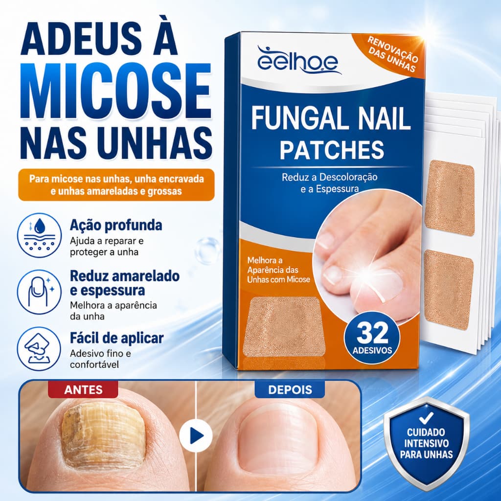 Conjunto de 32 adesivos de unha, beleza antifúngica para unhas, reparação potente em 6 horas, cuidado rápido e eficaz