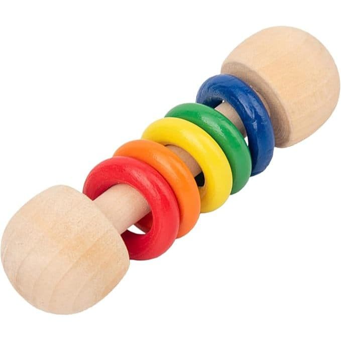 Chocalho de Madeira Montessori Bebê Mordedor Sensorial Educativo Colorido Infantil Antialérgico