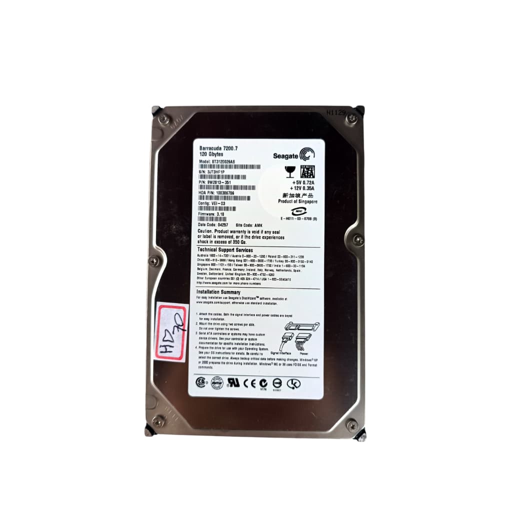winchester hd barracuda 7200.7 120gb model st3120026as hd70