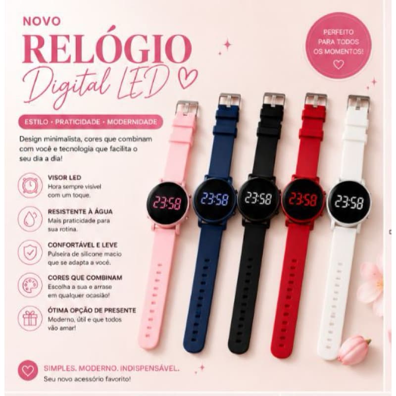 Relógio Digital LED com Visual Moderno para Todos os Gostos