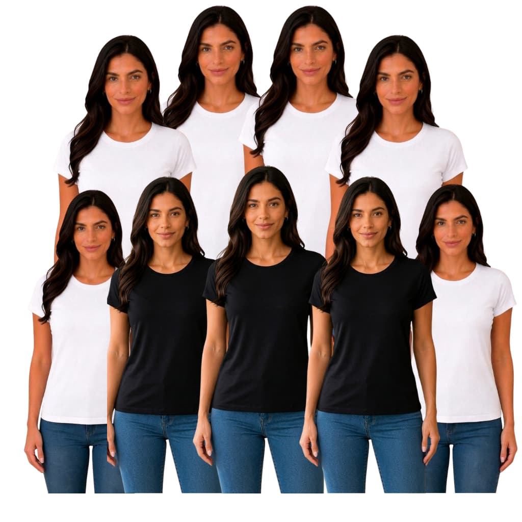 KIT Com 9 Camisetas Feminina Baby Look Lisa ViscoLycra Atacado Revenda