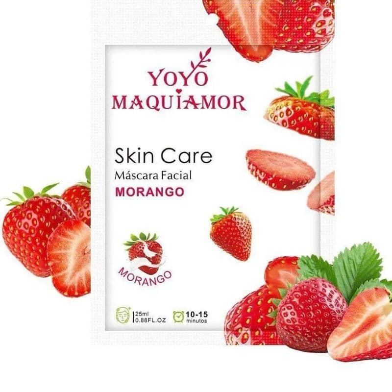 Máscara Facial Hidratante Morango 25ml Rotina Skincare