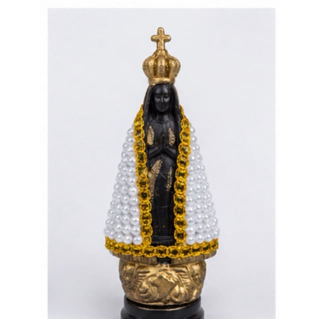Imagem de Nossa Senhora Aparecida com Manto Decorado Perolado - Plástico