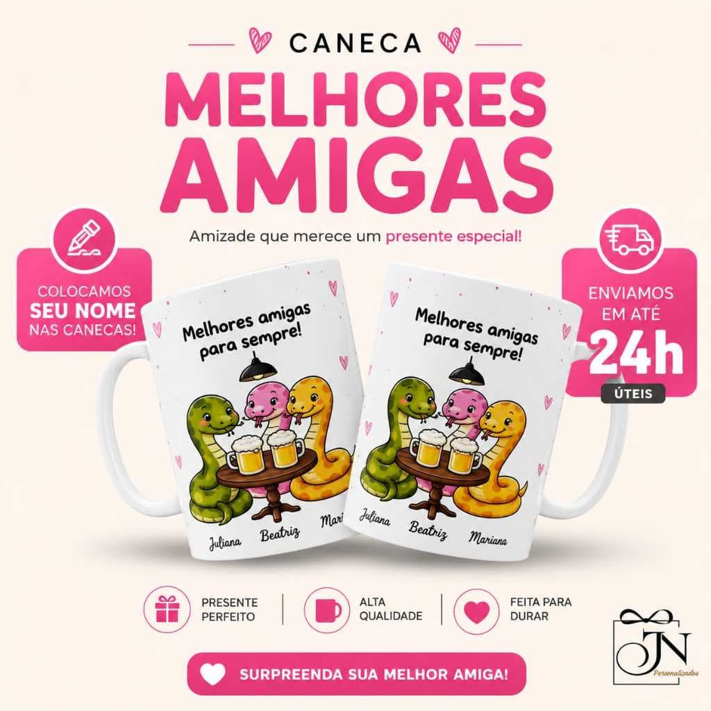 caneca Melhores Amigas Personalizada Presente para Amiga Dia do Amigo Mimo Especial para Amigas melhores Amigas