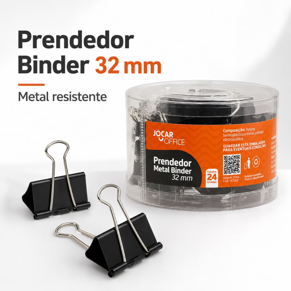 Kit 72 Prendedor de Papel 32mm Clips Binder Preto Metal Pegador Borboleta Escritório Volta Aulas