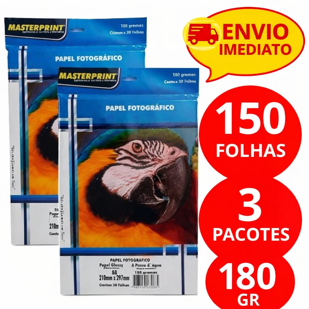 Papel Fotográfico Brilhante 50/100/150 Folhas 180g A4 Glossy Brilhante à Prova D'água MASTERPRINT