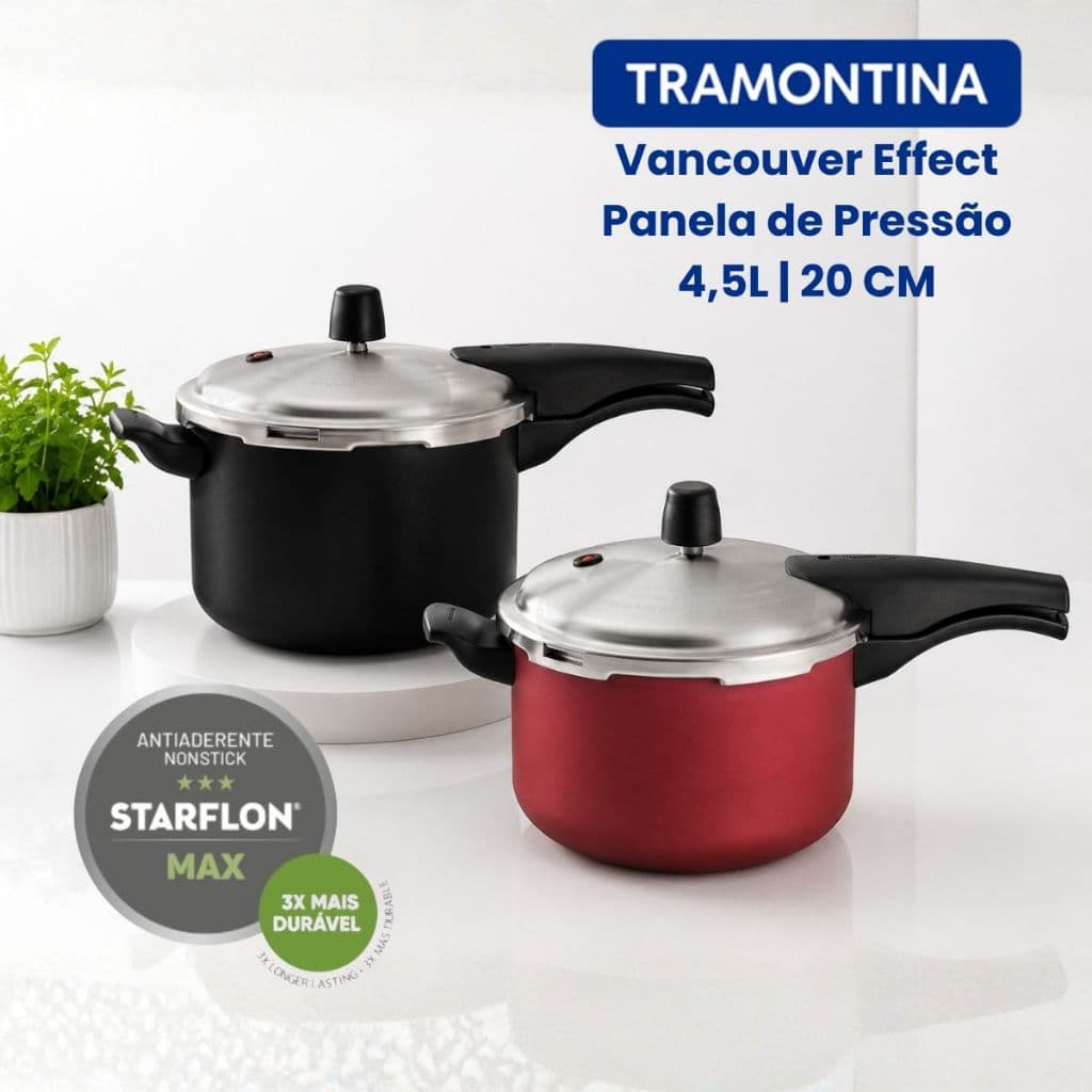 Panela De Pressão 4,5 Litros Vancouver Fechamento Externo Antiaderente Tramontina