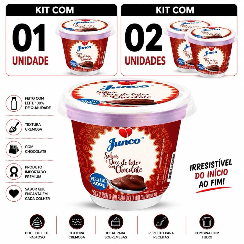 Doce de leite Junco chocolate 400g Envio Super Rápido