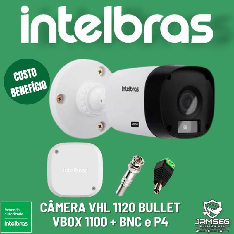 Câmera VHL 1120 Bullet HDCVI 1 CAIXA VBOX 1100 Intelbras e BNC MOLA E P4 Macho