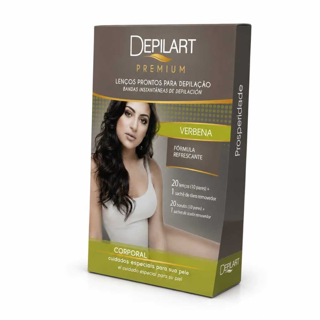 Folhas para Depilação Corporal Depilart Premium Verbena 20 Lenços + 1 Sachê de Óleo Removedor