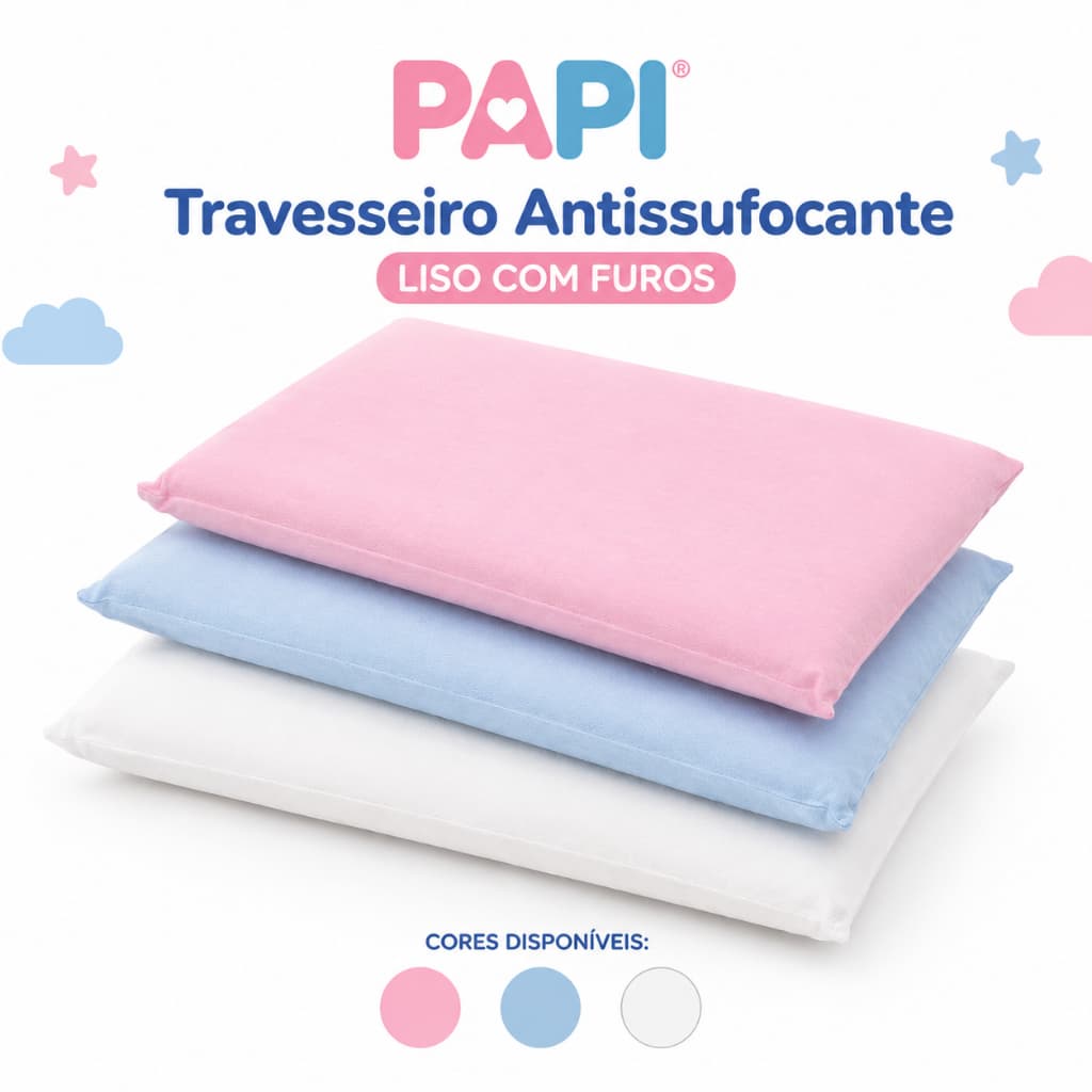 Travesseiro Bebê Antissufocante e Antialérgico Recém nascido
