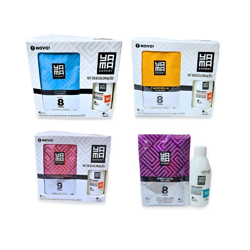 Kit Pó Descolorante Yama + Água Oxigenada 60ml Ammonia Free Platinado Camomila Ametista