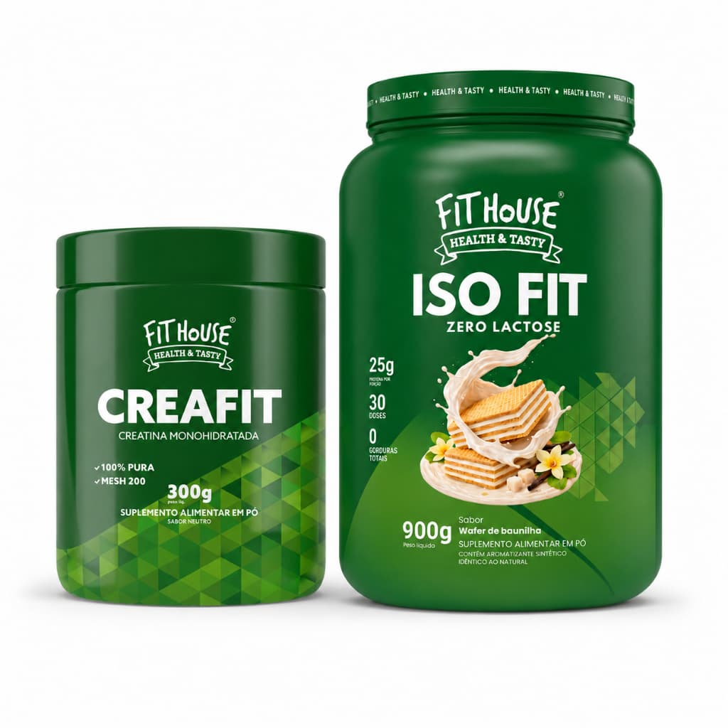 Kit Whey Iso Fit Zero Lactose 900g + Creatina Creafit Monohidratada 300G Fit House