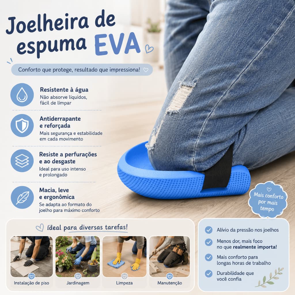 Par de Joelheiras EVA Reforçadas para Piso, Jardinagem e Obras
