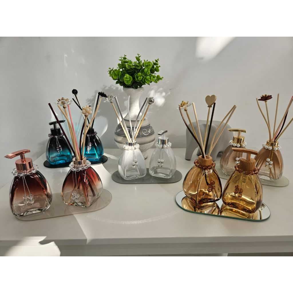 Kit Frasco Pétala 250ml Premium Aromatizador Saboneteira c/ Pingente Luxo Grátis Varetas Sala Decoração Casa Elegante