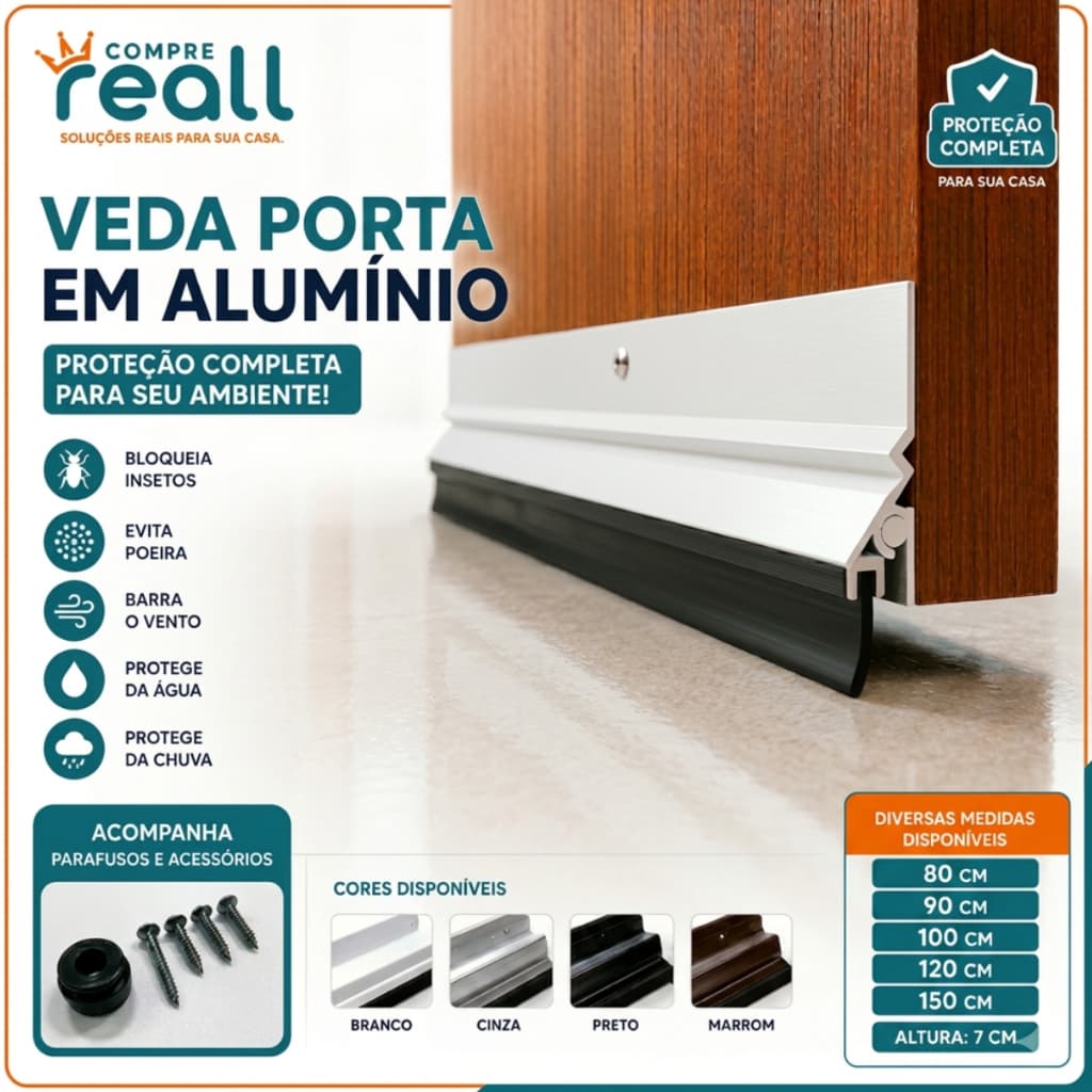 Vedador Friso de Porta em Alumínio Automático