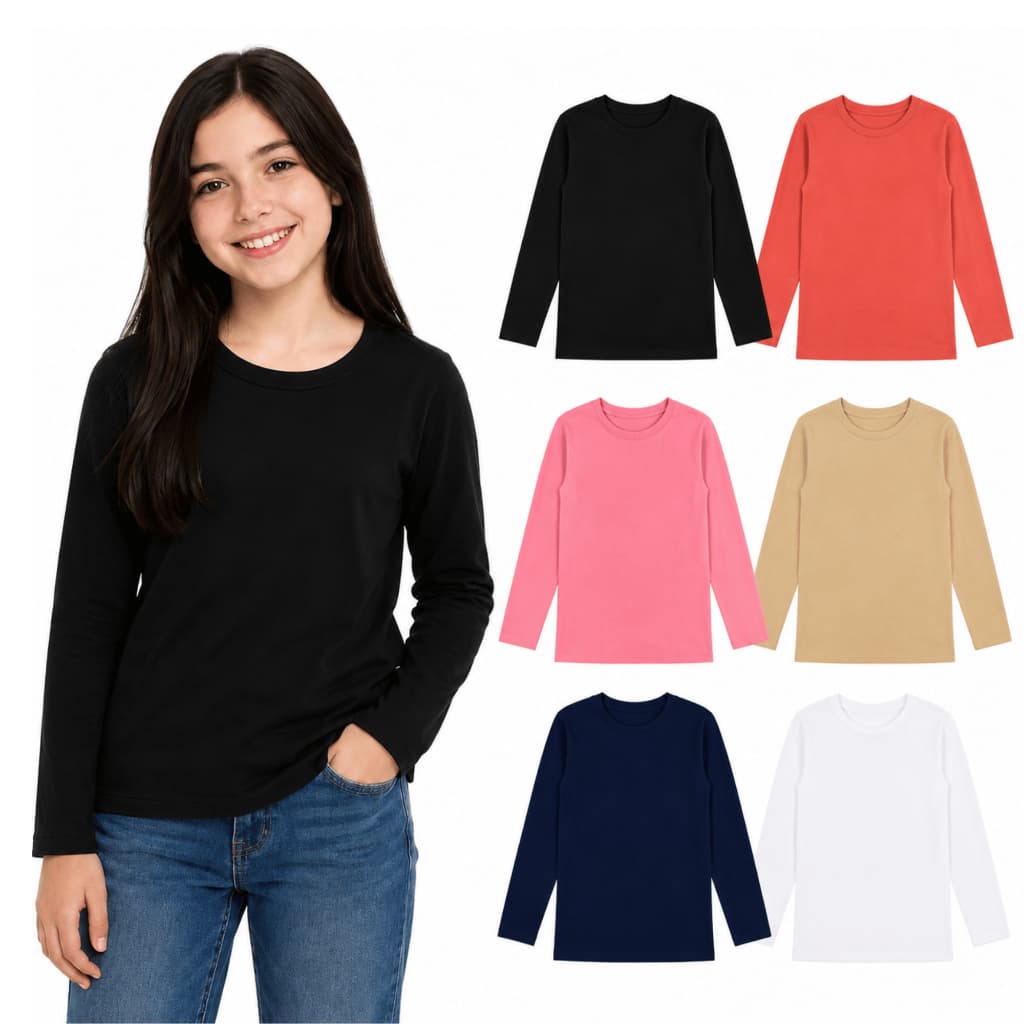 Kit 5 Blusas Térmicas Infantil Menina Peluciada Segunda Pele Inverno Quentinha Tam 4 ao 16 Sortidas