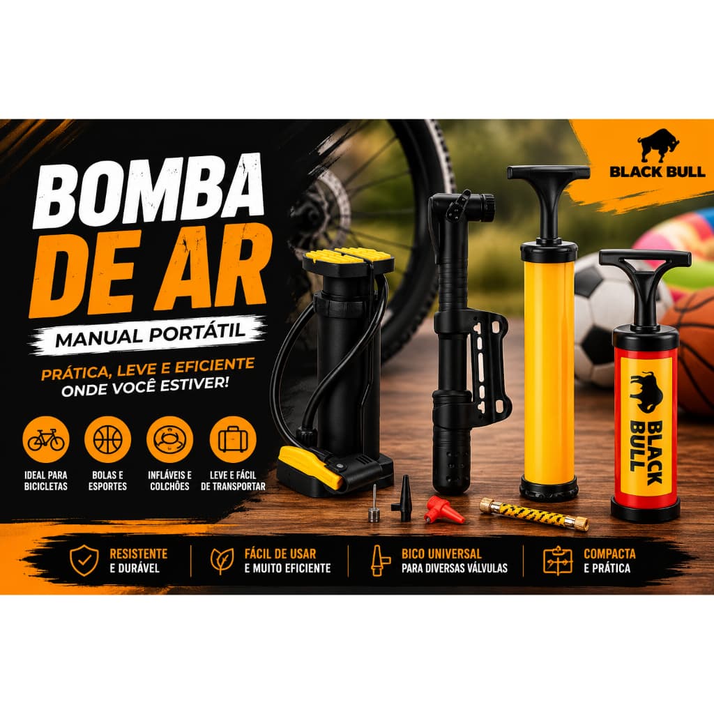 Bomba de Ar Manual Portátil Inflador Pneus Bicicleta Bola Balão Colchão Inflável