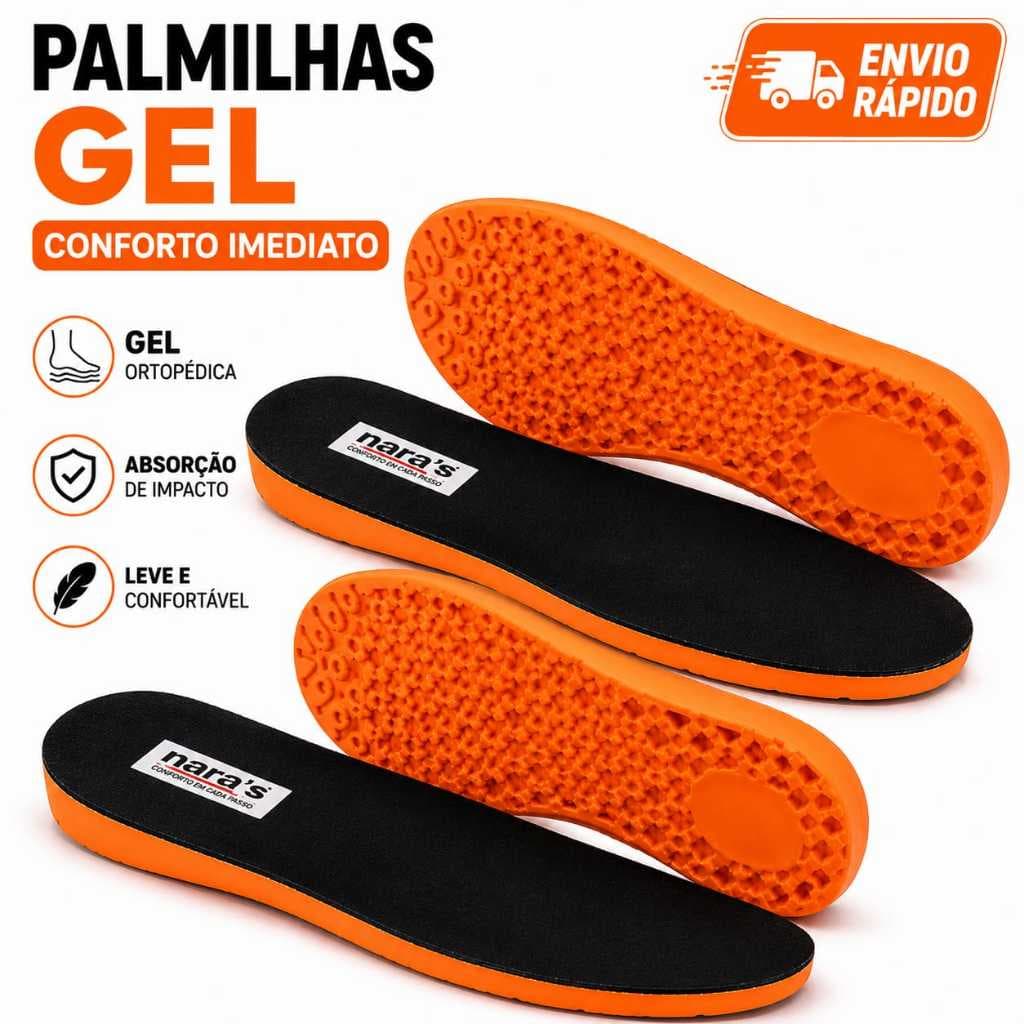 Palmilha Gel Anatômica Original Nara`s Conforto Máximo Anti Impacto Todos os Calçados