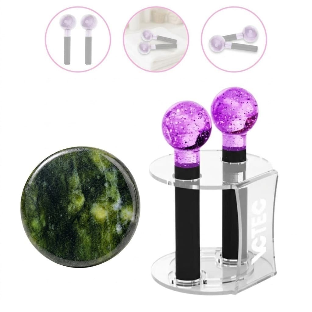 Kit Esfera Lilás Com Glitter Para Cromoterapia + Organizador