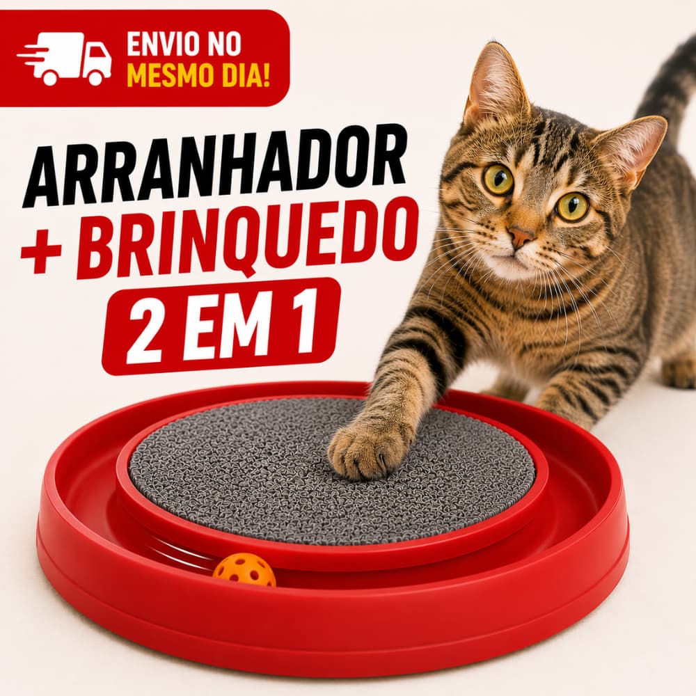 Arranhador Redondo Para Gato Com Bolinha Interativa Relax Miau
