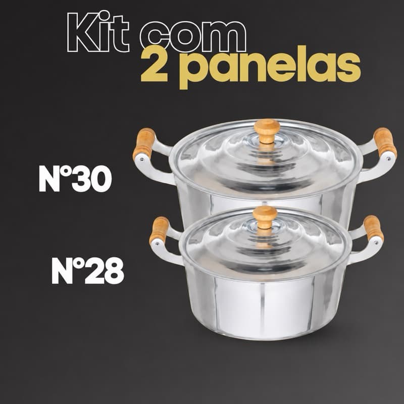 Kit de 2 Panelas em Alumínio Batido Fundido Grosso - 2 unidades nº 28 e nº30 cm . cozinha