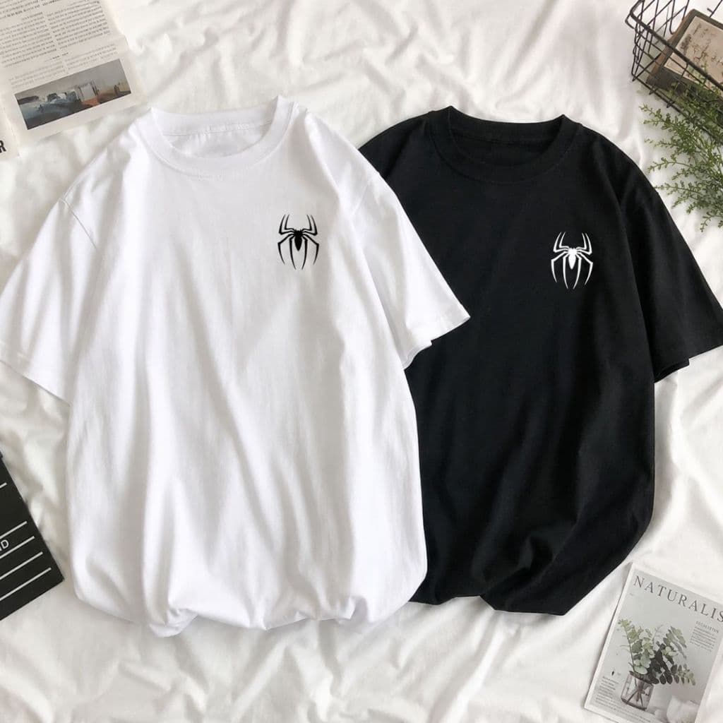 Kit 2 Camisetas Casal Aranha Spider Algodão Premium Masculina Feminina Envio Imediato