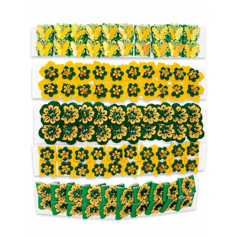 Kit 10 ou 20 Laços Pet Verde e Amarelo Artesanal Strass