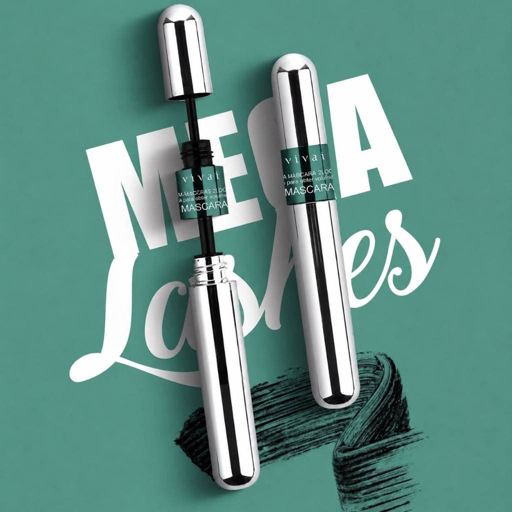 Vivai Máscara de Cílios Rímel Mega Lashes 2 em 1 para Cílios Mais Longos e Definidos Super Black Secagem Rápida