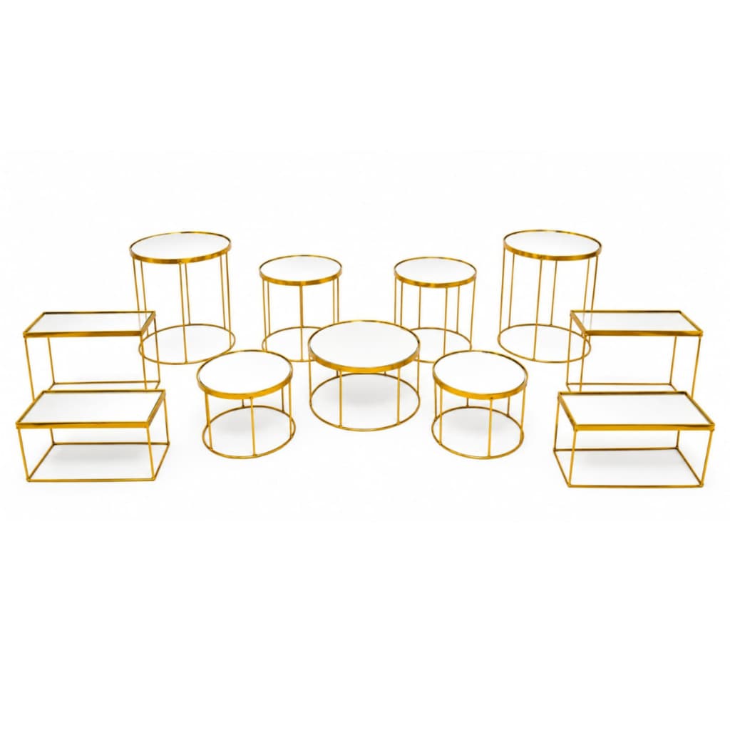 Kit 11 Peças Boleira E Bandejas Para Decoração De Festa Espelhado