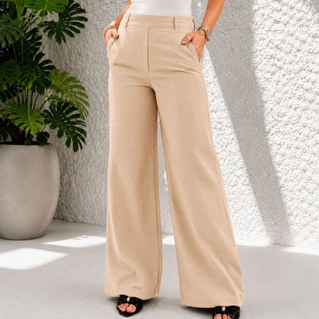 Calça Pantalona em Linho Sofisticada Casual