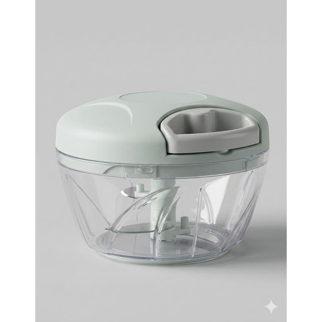 Triturador Manual de Alimentos 500ml Processador Portátil com 3 Lâminas Aço Inox para Cozinha