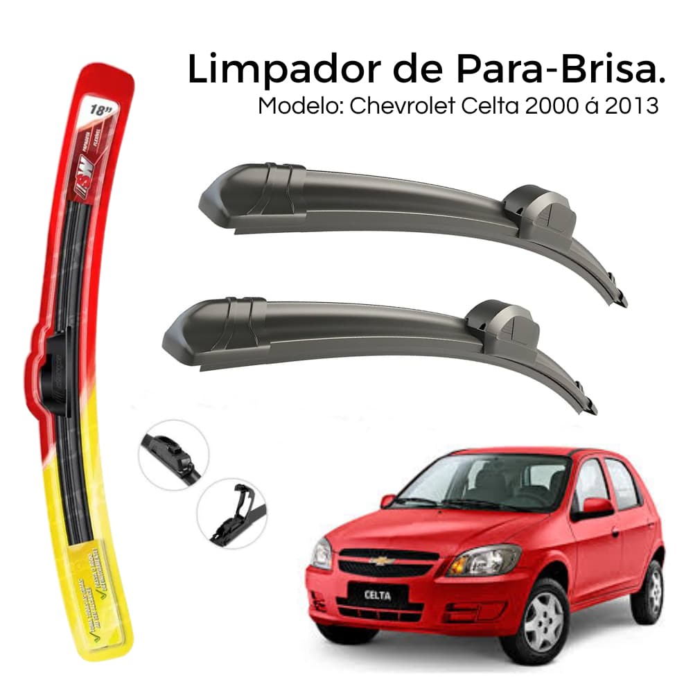 Jogo de Palheta Limpador Para-brisa Chevrolet Celta 2000 até  2013
