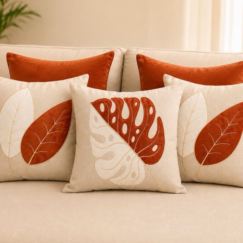 Kit de Capa de Almofada Bordada Aplicada Decorativa em Suede várias cores