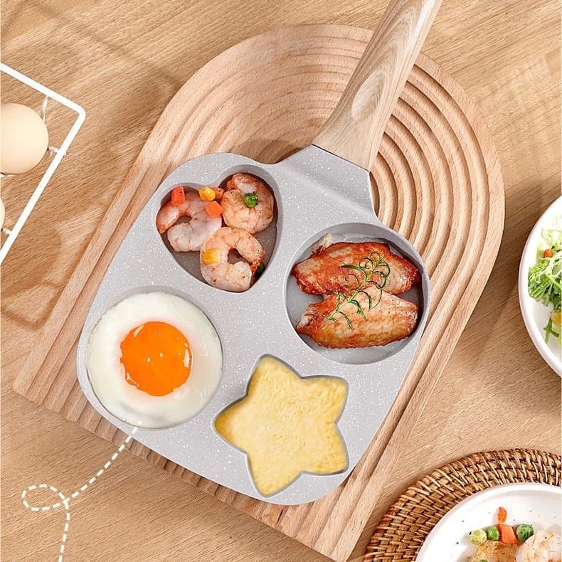 Frigideira Antiaderente com 4 Formas Divertidas - Estrela, Coração e Círculos Para Café da Manhã