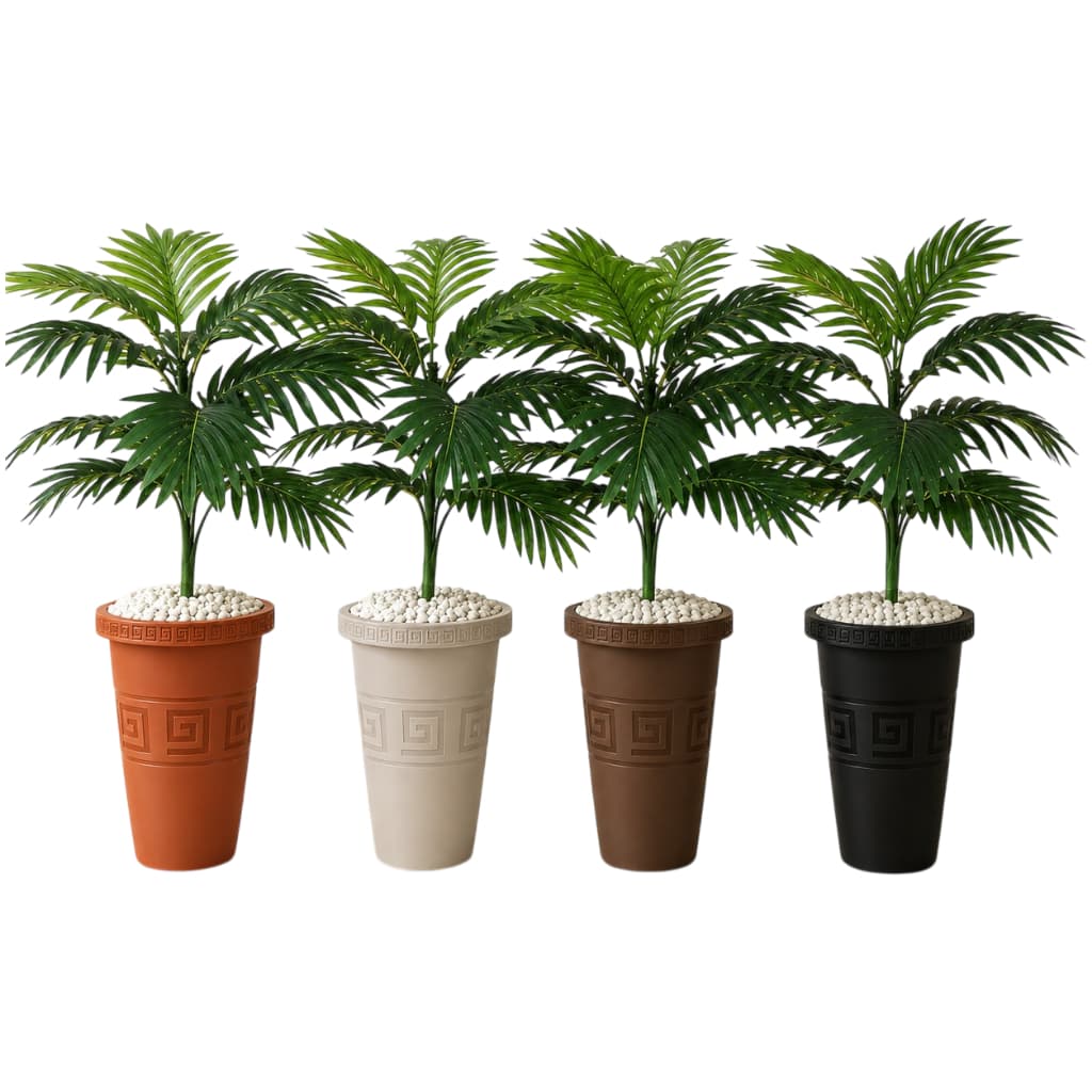 Planta Artificial Arranjo Palmeira Com Vaso Decorativo e Pedras Brancas