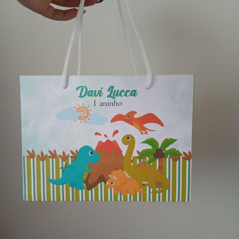 10 | 20 | 30 Sacolinhas Surpresa Lembrancinha Personalizada Dino Baby - PEGUE E MONTE - Sacolinha Dinossauro - Dino Cute