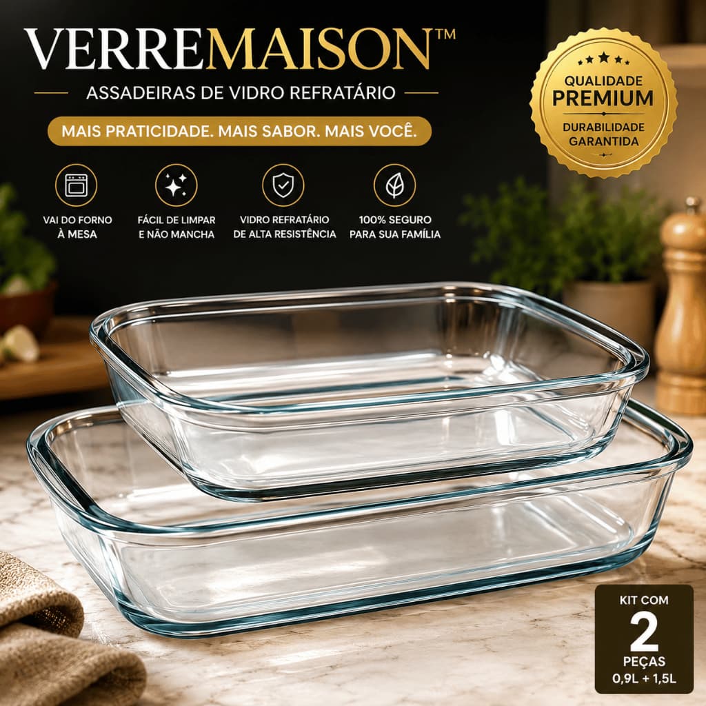 Kit 2 Assadeiras Vidro Retangular Refratario Alta Resistencia Versatil Forno
