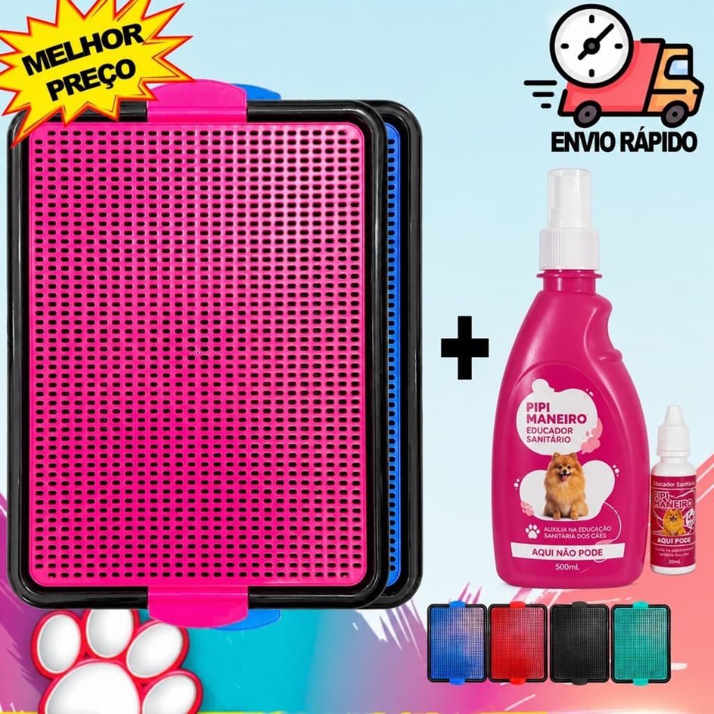 Sanitário Banheiro Grande Para Cachorro + Educador Caca Xixi Sim Xixi Não Tapete Higiênico Cachorro