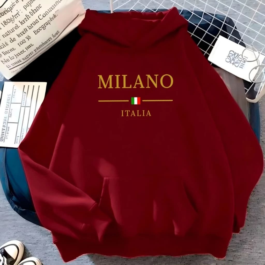 Moletom Canguru Unissex Milano Italia Agasalho Casaco Blusa De Frio Blusão Capote Flanelado