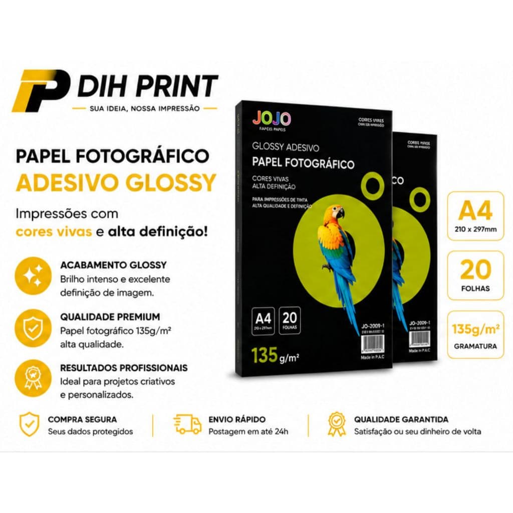 Papel Fotografico Glossy Adesivo Brilho 135g