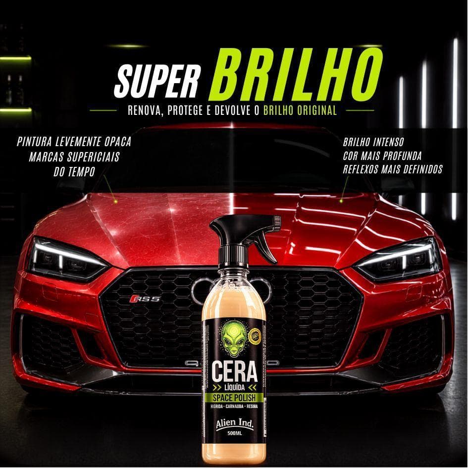 Cera Líquida Híbrida Space Polish Alien Ind Brilho Intenso Hidrorepelência Tira Queimado Espelhamento Cerâmico Carnaúba