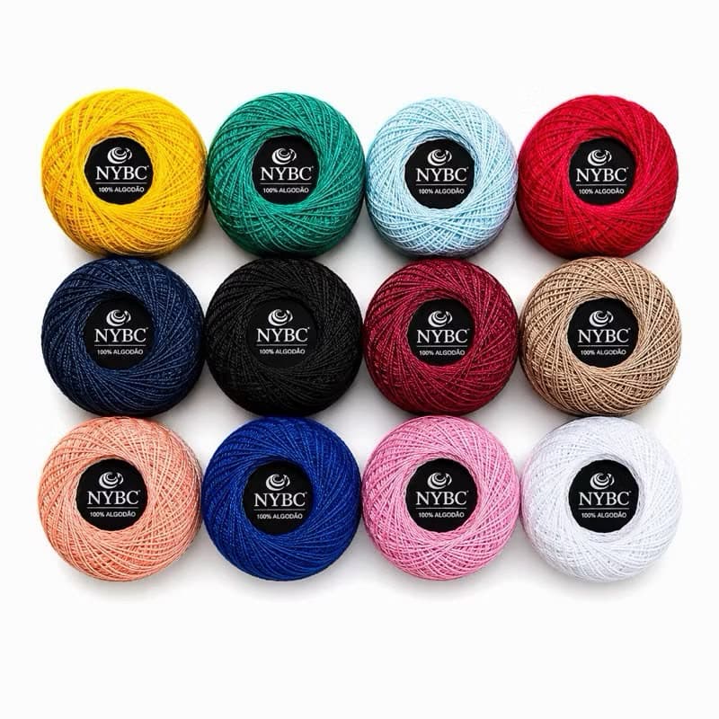 Kit Linha de Crochê NYBC – 12 Cores Sortidas | 100% Algodão | 40m Cada