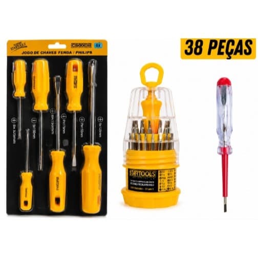Kit Ferramentas 38 Peças Chave Teste  Jogo Chaves Fenda Philips  Kit Precisão 31 Em 1