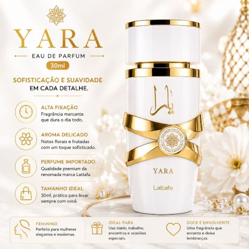 Perfume Árabe Yara Branco Feminino 30 ml
