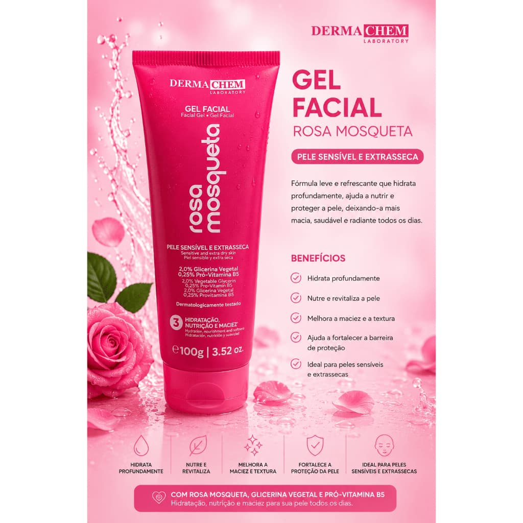 Gel Facial Rosa Mosqueta Dermachem 100g