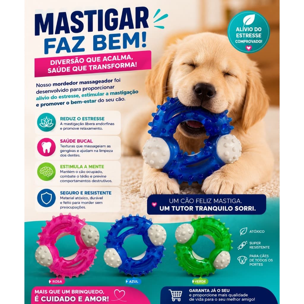 Brinquedo para cães mordedor resistente redondo de silicone