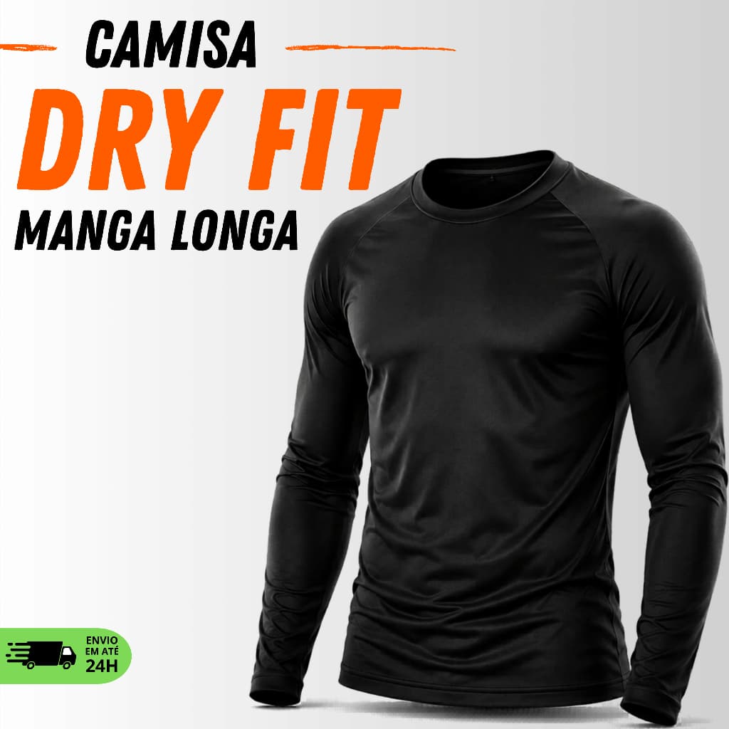 Camisa Manga Longa Dry Fit Térmica Masculina Academia Segunda Pele Treino Proteção Solar Anti Odor