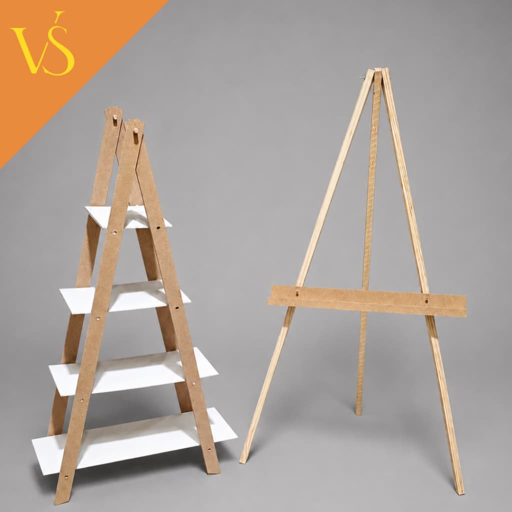 Kit Pegue E Monte Para Recepção E Festas Escadinha E Cavalete Suporte Para Fotos MDF Branco